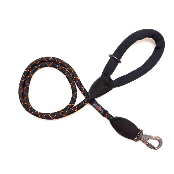 Screw Lock Comfort Rope Lead - Black and Orange